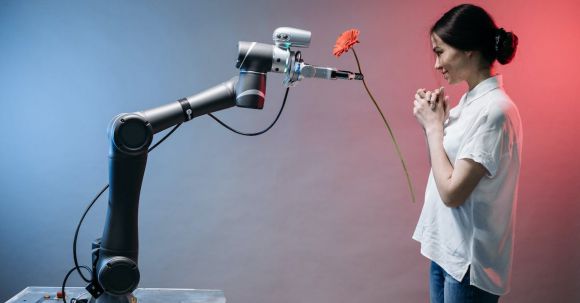 Ai Innovation - A Robot Holding a Flower